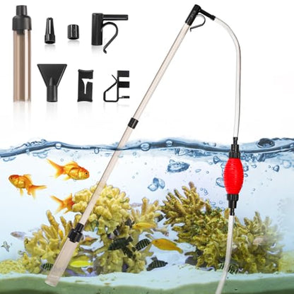 Small Gravel Vacuum for Aquarium, Multifunctional Fish Tank Cleaner, Aquarium Gravel Cleaning Kit for Water Changing, Sand Cleaning