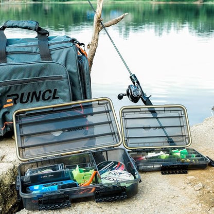 RUNCL Fishing Tackle Box, Waterproof Tray for Jigs Lures, Thicker Floating Tackle Utility Box with Adjustable Dividers, 3600/3700/Large 3700 Size - color: 3600+Deep 3700