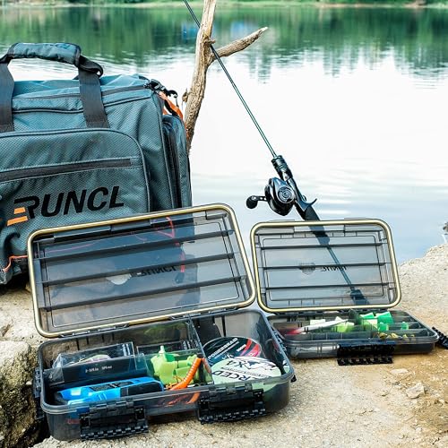 RUNCL Fishing Tackle Box, Waterproof Tray for Jigs Lures, Thicker Floating Tackle Utility Box with Adjustable Dividers, 3600/3700/Large 3700 Size - color: 2PCS 3700