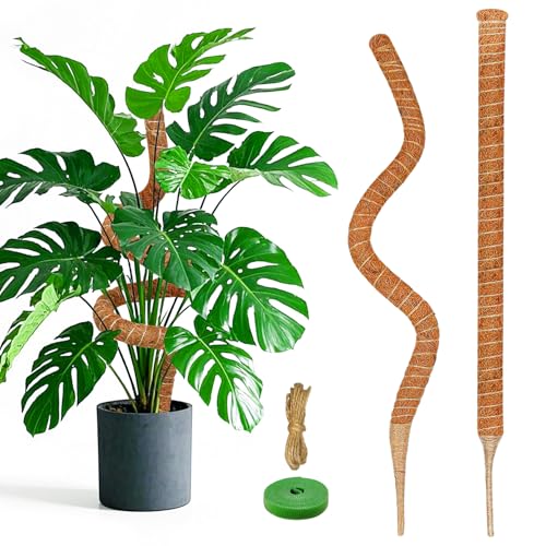 2 Pack 28 Inch Moss Pole Monstera Plant Support, Coir Moss Poles for Climbing Indoor Plants, Bendable Plant Stake Trellis for Potted Plant, Pothos, Philodendron - size: 2 Pack ( 28-Inch)