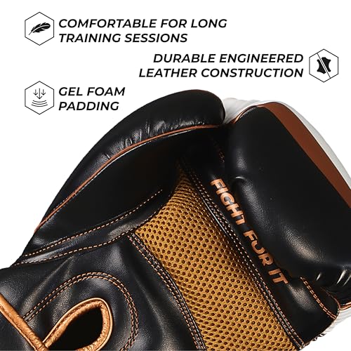 Sanabul Essential Gel Boxing Gloves for Men & Women, Kickboxing MMA, Muay Thai Gloves and Heavy Bag Training Punching & Sparring - color: Black/Copper, size: 8 oz