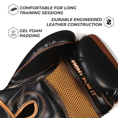 Sanabul Essential Gel Boxing Gloves for Men & Women, Kickboxing MMA, Muay Thai Gloves and Heavy Bag Training Punching & Sparring - color: Black/Copper, size: 8 oz