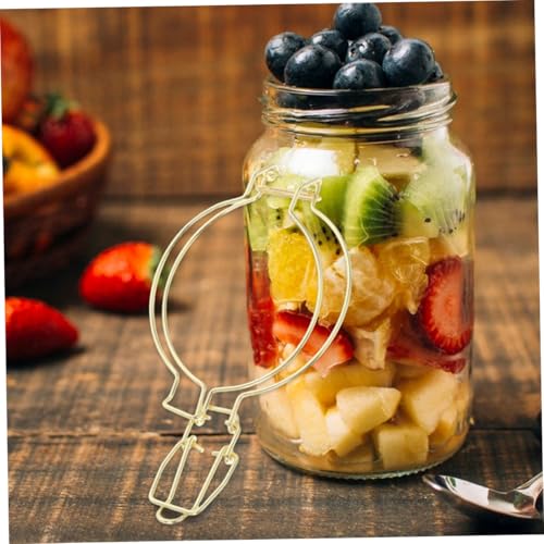 2pcs Stainless Steel Spring Buckle Clips for Glass Jars, Wire Clamps for Canning Jars with Easy to Use Versatile Application, for Kitchen and Restaurant Storage