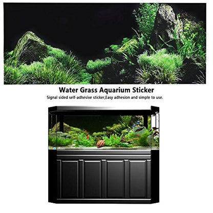 GLOGLOW Aquarium Background Sticker, Aquarium Seafloor Water Grass Background PVC Adhesive Landscape Image Fish Background Poster Sticker (91×50cm) - size: 91×50cm