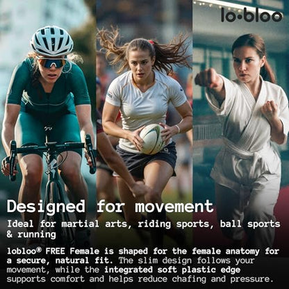 lobloo Free Female Patented Athletic Pelvic Cup Protection for the Close-up Sports and Stand up Activity Like MMA, Grappling, BJJ, Krav MAGA, Horse Riding, MTB, BMX. One Size +9yrs