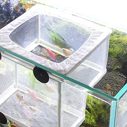 Fish Nursery for Aquarium, Fish Breeder Net, Fish Hatchery Isolation Box, Baby Fish Tank Divider with Suction Cups, Small Size, 14.5cmx15.5cmx16cm