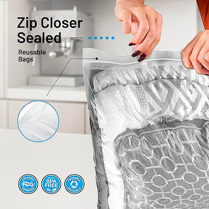 4 Count - Large Storage Bags With Zipper Top, 10 Gallon Size 24" x 24", Extra Large Plastic, For Clothes, Travel, Moving, BPA-Free, Heavy Duty 3-Mil Thick