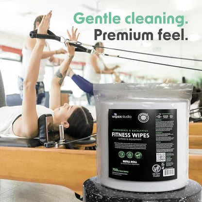 Wipex Plant Based Gym Wipes Dispenser Refill - EWG Verified - 1400 Count 8"x8" Fitness Equipment Wipes with Cleaning Vinegar, Lemongrass & Eucalyptus, Quality Gym Wipes for Equipment & Surfaces - size: 700 Count (Pack of 2), style: Plant-Based Cloth: Lemo
