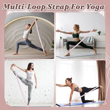 Yoga Strap with 12 Loops, Elastic Yoga Stretching Strap