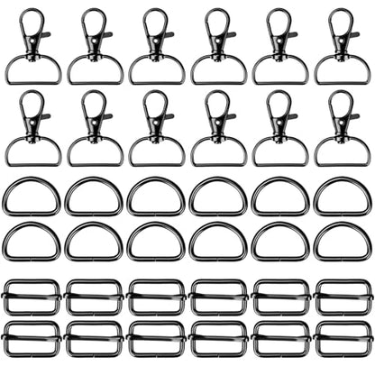 Hysagtek 60 Pcs Purse Hardware for Bag Making - Swivel Hook D Rings Slide Buckles, Bag Hardware Supplies for Handbag Fasteners, Strap, Backpack DIY Craft Accessories, 1 Inch, Black - color: Black