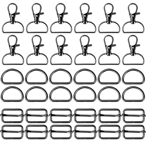 Hysagtek 60 Pcs Purse Hardware for Bag Making - Swivel Hook D Rings Slide Buckles, Bag Hardware Supplies for Handbag Fasteners, Strap, Backpack DIY Craft Accessories, 1 Inch, Black - color: Black