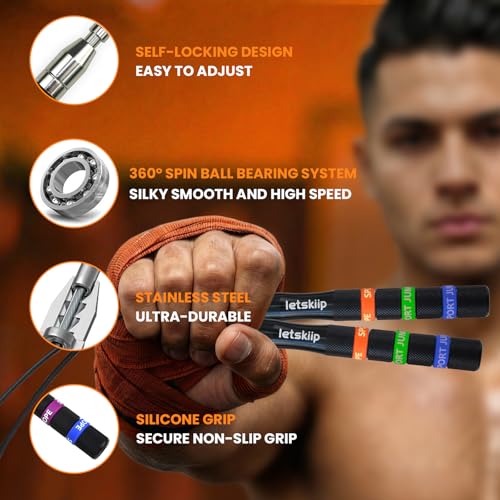 Self-Locking Aluminum Speed Jump Rope, 2 Cable Set