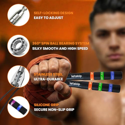 Self-Locking Aluminum Speed Jump Rope, 2 Cable Set