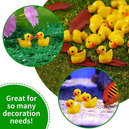300 Pieces Yellow Mini Resin Duck Miniatures Tiny Duck Decor for Fairy Gardens Aquariums Dollhouses School Project Supplies DIY Crafts Potted Plant Landscape Accessories