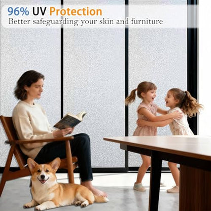 Decorative Static Cling Frosted Window Privacy Film - Anti-UV Heat Anti-Glare, Removable and Reusable Privacy Window Film for,Family,bathrooms,Offices,17.5 x 78.74Inch - size: 17.5inch x 78.74inch