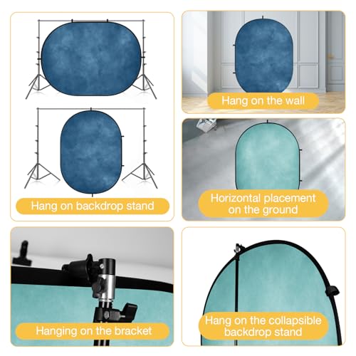 Kate Collapsible Backdrop Pop Up Photo Backdrops Blue Folded Background for Headshot, for Portrait Photography, for Video, 5x6.5ft