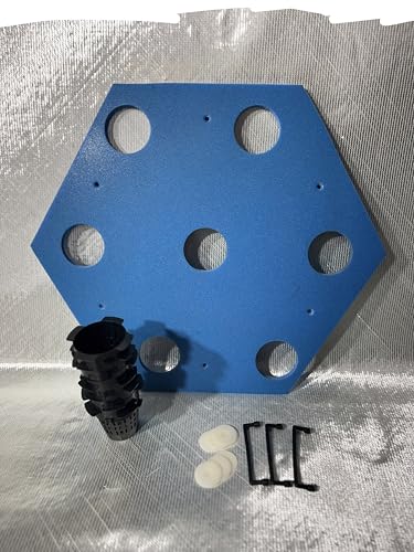 BEEMATS ECOISLE Floating Hydroponic Growing System, 7-Plant Capacity, Hexagonal Design with Aerated Pots, Water Garden Filter (7)