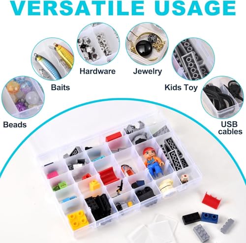 Clear Visible Plastic Storage Box with Removable Dividers, 36 Grids, Suitable for Jewelry, Screws Hardware Accessories Organizer, Crafts, Fishing Tackle