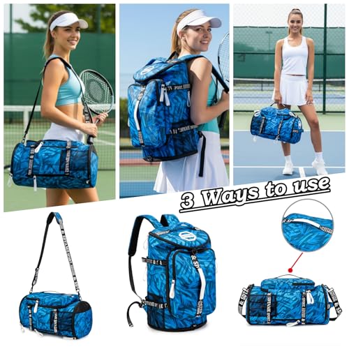 SDTAME Gym Duffel Backpack with Shoe Pocket & Laptop Sleeve - color: Blue