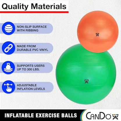 CanDo Inflatable Exercise Ball - Blue 12", Durable Extra Thick Non-Slip Stability Ball for Core Workouts, Yoga, Pilates, Active Seating, Physical Therapy, Pregnancy, Home Gym, Flexibility