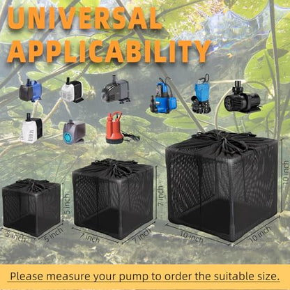 Fineday Pond Filter, Anti-Clogging Cube Outdoor Mesh Water Pump Barrier Bag Box Basket (7 inch fine mesh)