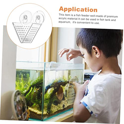 1pc Acrylic Double Cup Fish Feeder for Fish Tank Red Feeding Container and Easy to Clean Aquarium Food Dispenser for Betta and