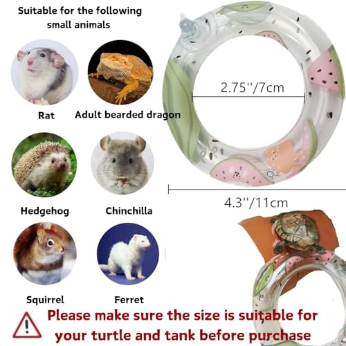 5 Pack 4.3 Inch Inflatable Turtle Swimming Ring Turtle Floating Platform Toy Small Animal Floaties Swimming Ring Basking Rest Dock for Turtle Tortoise (Fruit)