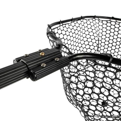 YakAttack 16” x 19” Landing Net with 24” Telescoping Handle & Rubber Netting, Black | Floating Fishing Net for Kayak, Boat & Bank Anglers | Snag-Free Catch and Release Net
