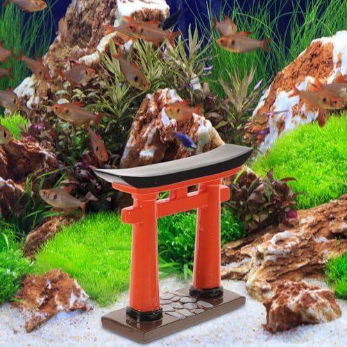 Toddmomy Miniature Torii Gate Aquarium Decor 2-Pack Japanese Style Fish Tank Ornaments 3.54X1.57X3.14 Inch Zen Garden Micro Landscape Decoration for Aquatic Pets