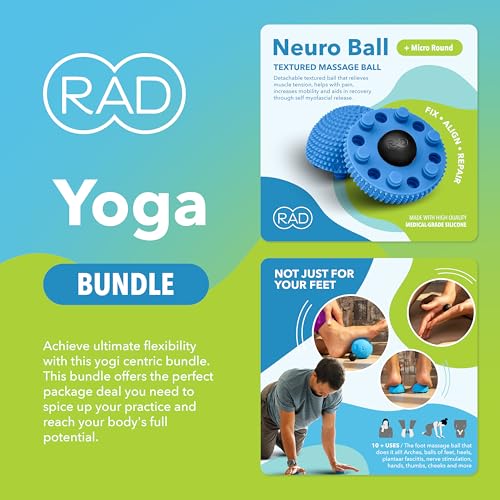 RAD Yoga Bundle for Myofascial Release, Muscle Recovery, & Relaxation – Includes Multi-Use Yoga Block, Neuro Ball Foot Roller, Peanut & Massage Balls in Multiple Sizes & Densities - style: Yoga Bundle – 7-Piece