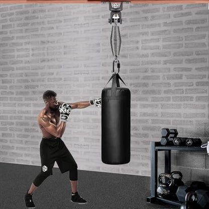 BeneLabel Heavy Bag Ceiling Mount with Spring & Chains 360° Rotation Punching Bag Ceiling Hanger with Bearings Boxing Bags Holder Hardware with 2 Wood Screws and 2 Expansion Screws - color: Hanger with 5.9" Oval Spring (220 LBs Capacity)