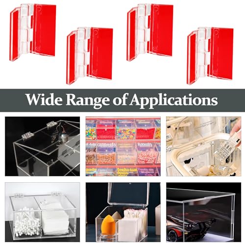 20 Pcs Acrylic Small Hinges, Self Adhesive Plastic Hinges, Clear Foldable Tools for Crafts, Aquarium Lid, Cabinet, Glass Furniture, and Display Stand (35x30mm) - size: 35x30mm