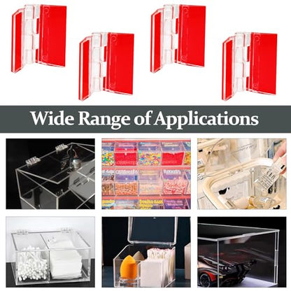 20 Pcs Acrylic Small Hinges, Self Adhesive Plastic Hinges, Clear Foldable Tools for Crafts, Aquarium Lid, Cabinet, Glass Furniture, and Display Stand (35x30mm) - size: 35x30mm