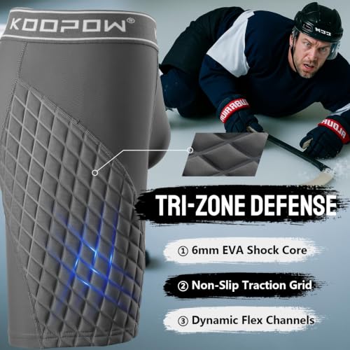 KOOPOW Men Adult Compression Padded Sliding Shorts Pants Baseball Slider - color: Grey, size: Medium