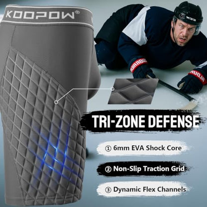 KOOPOW Men Adult Compression Padded Sliding Shorts Pants Baseball Slider - color: Grey, size: Small