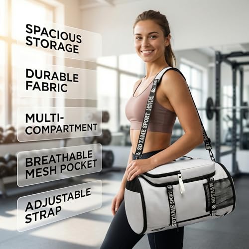 SDTAME Gym Duffel Backpack with Shoe Pocket & Laptop Sleeve - color: Grey