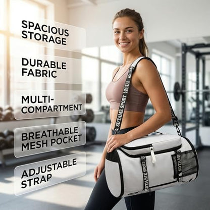 SDTAME Gym Duffel Backpack with Shoe Pocket & Laptop Sleeve - color: Grey