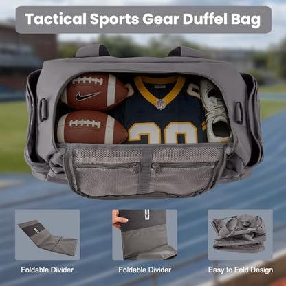 Hannibal Tactical 35L Large Duffle Bag, 3-in-1 Tactical Backpack MOLLE Pack for Sports/Gym/Outdoor, Grey - color: Grey