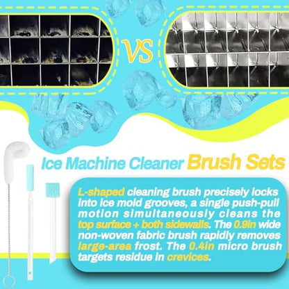 Ice Machine Cleaner Brush Sets, 14pcs Countertop Ice Maker Cleaner Tools, Gap Crevice Cleaning Brushes Tools Small Spaces, Scrub Sponge, Thin Brush for Cleaning Window Track, Straw, Bottle