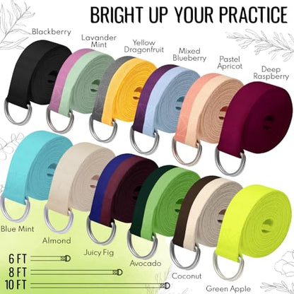 TECEUM 2 IN 1 Yoga & Mat Strap for Stretching – Cotton – 6/8/10 ft - color: Green Avocado, size: 8 ft