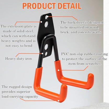 vivicreate 10 Pack Garage Hooks Heavy Duty Wall Mount Utility Storage Hooks with Anti-Slip PVC Coating for Garage Organizer Ladder Bike Hose Garden Tools and Cables