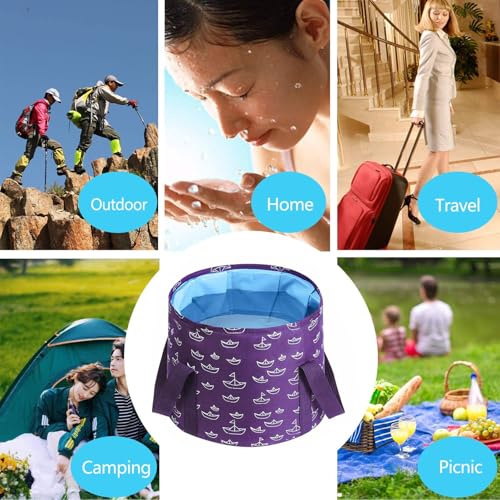 Collapsible Bucket for Soaking Feet, Purple Portable Travel Foot Bath Tub, Foot Soaking Bath Basin Portable, Foot Spa Soaking Feet Home Pedicure Basin Outdoor Camping