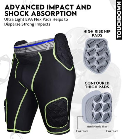 Exxact Sports Touchdown 5-Pad Youth Football Girdle with Cup Pocket - color: Black, size: Youth Large