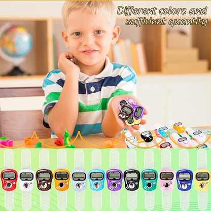 24 Pieces Hand Tally Counter 5 Digital Electronic Finger Counter Clickers Resettable Handheld LCD Digital Display Number Click for Lap Coaching Knitting Lap Fishing Golf and Row