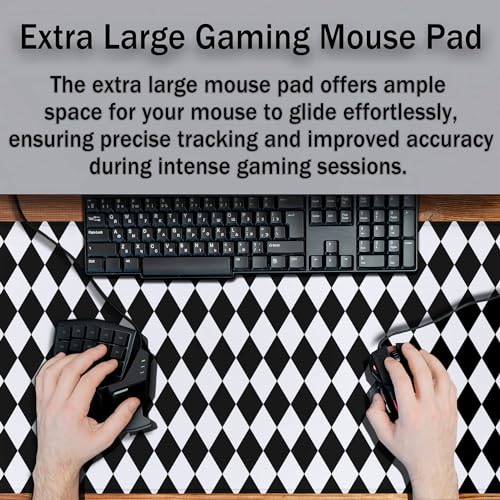 Computer Mat Black and White Desk Mat Large, Big Mouse Pad Gaming Desk Mats, Mouse Pad Gaming Non-Slip Rubber Base Waterproof with Stitched Edges, 35.4" X 15.7" for Work/Game/Office Diamond - color: Diamond