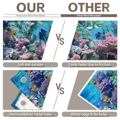 8x6ft Fabric Under The Sea Photography Backdrop Aquarium Underwater World Tropical Fish Coral Reef Background Mermaid Birthday Baby Shower Party Decorations Photo Banner Props - size: 8'x6'