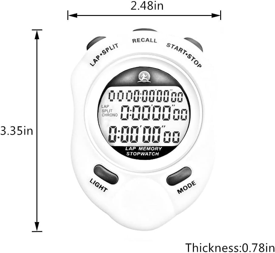 Stopwatch Timer, Digital Stop Watch with 0.01second & 0.001second Timing, Metal 10/100/400 Laps Memory, Rolilink Large dispaly Alarm Clock for Coach Sports Running Marathon - color: 10 Lap With Backlight