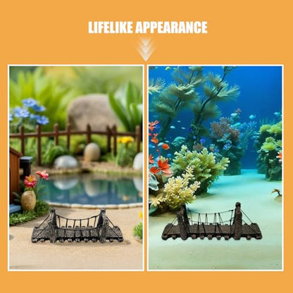 2pcs Aquarium Bridge Decor: Resin Garden Rope Bridge Ornament - Shrimps Hideout Tank Turtle Climbing Platform for Fish Tank Landscaping Decoration