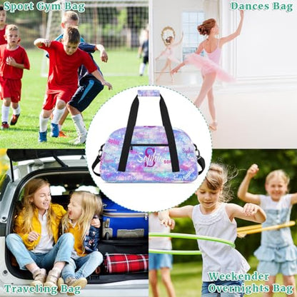 Custom Gym Dance Bag with Name, Watercolor Purple Blue Galaxy Universe - color: Color 24