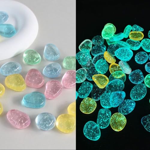 Luminous Stone Long-Lasting Creative Glow in The Dark Aquarium Scenery Reusable Garden Paving(Multicolor)